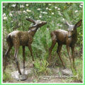 life size bronze deer playing in garden sculpture